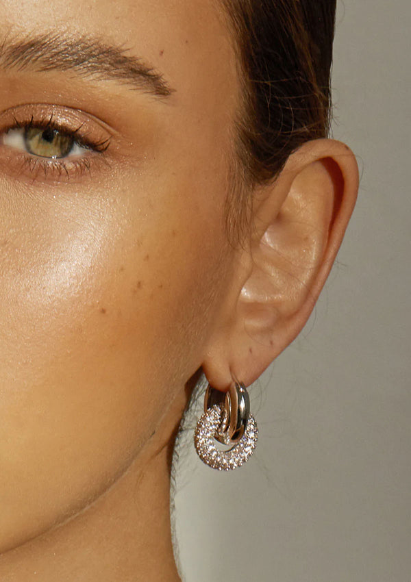 LUV AJ The Pave Interlock Hoops