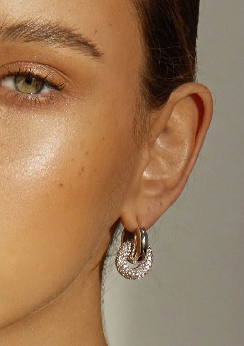 LUV AJ The Pave Interlock Hoops