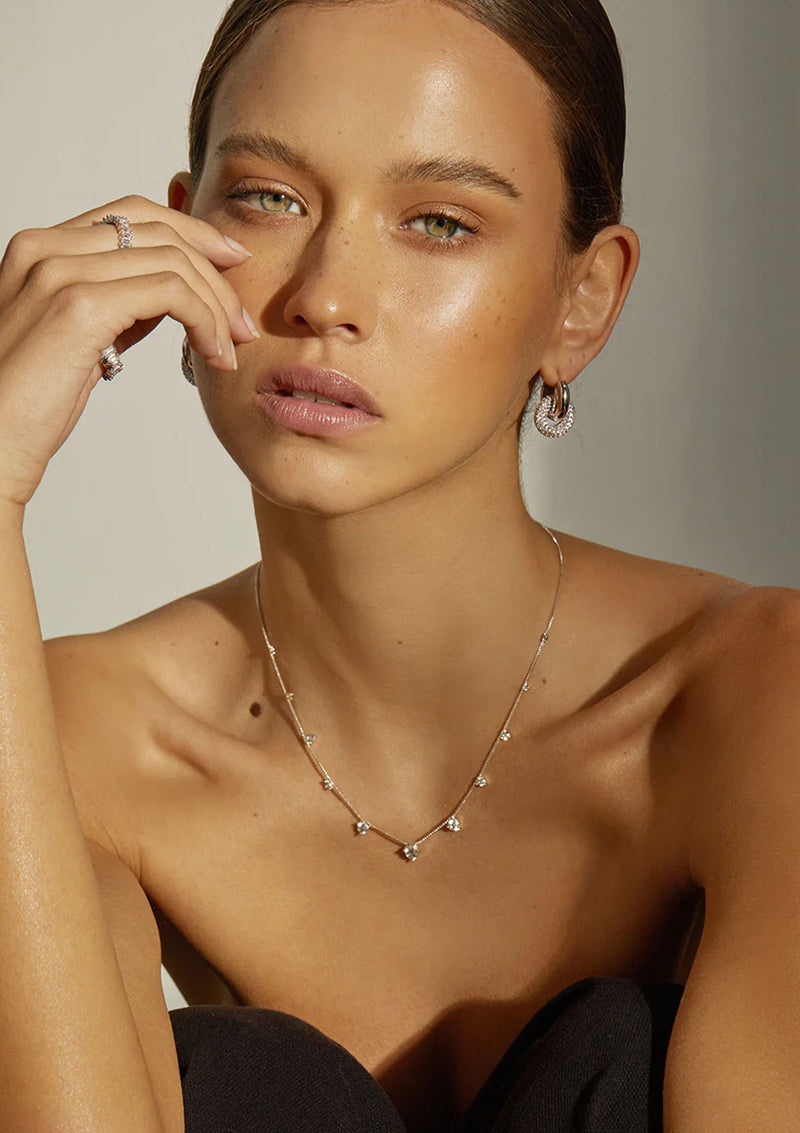 LUV AJ The Pave Interlock Hoops