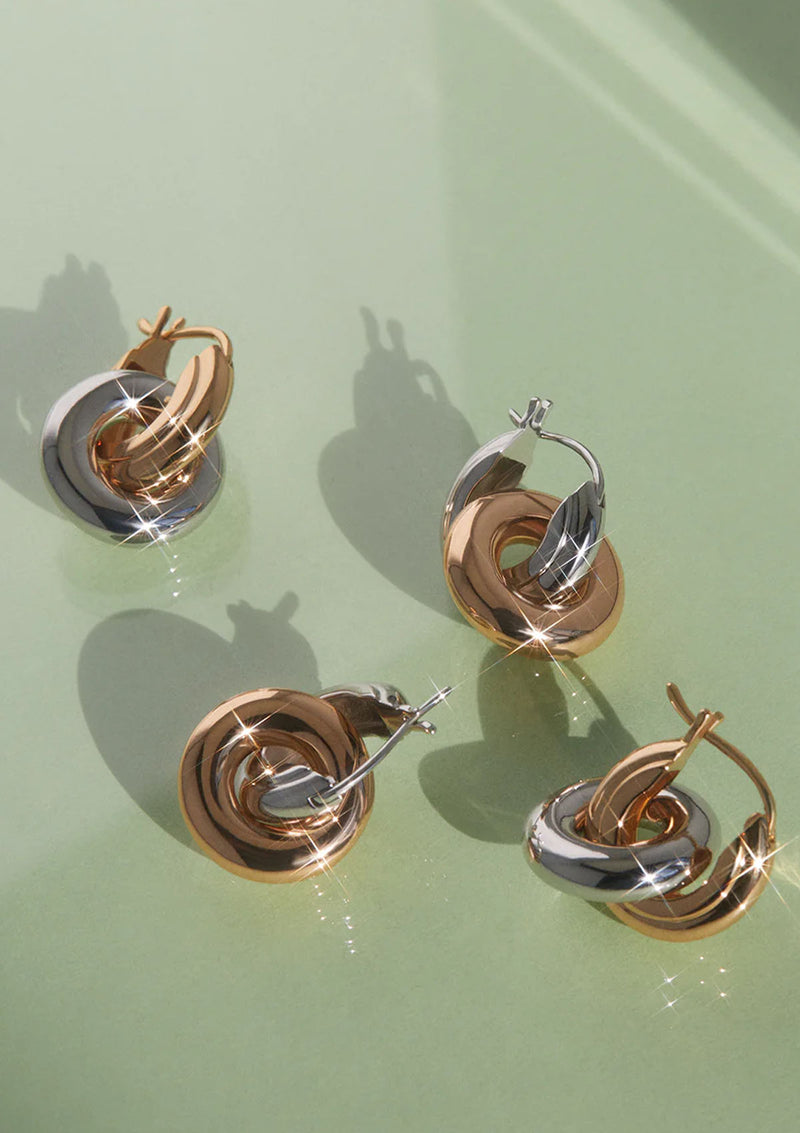 LUV AJ Two Tone Interlock Hoops