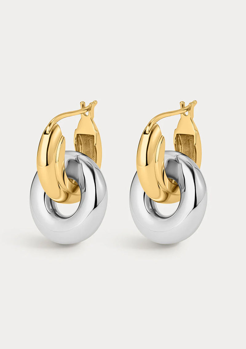 LUV AJ Two Tone Interlock Hoops
