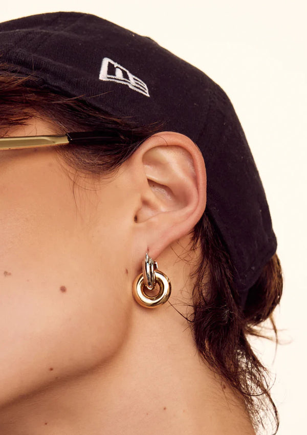 LUV AJ Two Tone Interlock Hoops