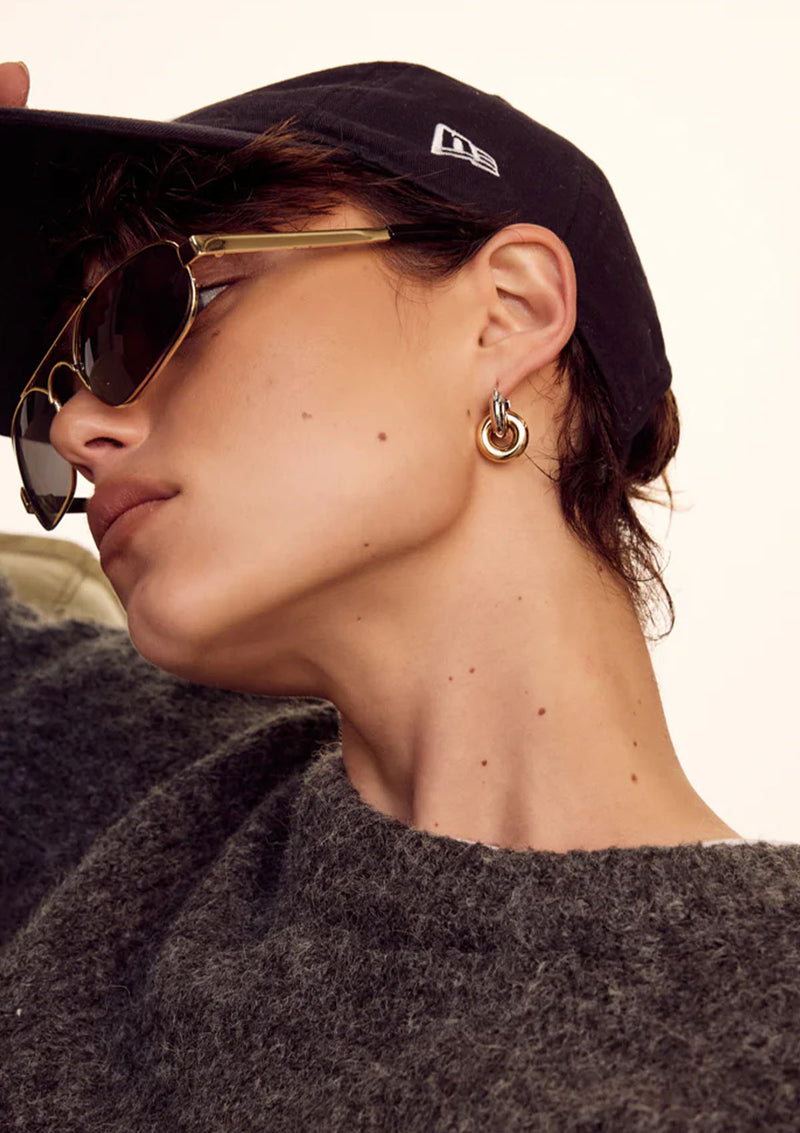 LUV AJ Two Tone Interlock Hoops