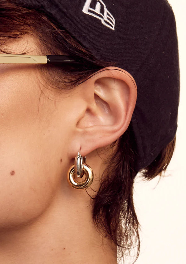 LUV AJ Two Tone Interlock Hoops