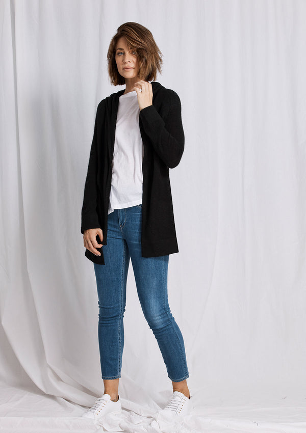 Khlassik Black Essential Hooded Cardigan