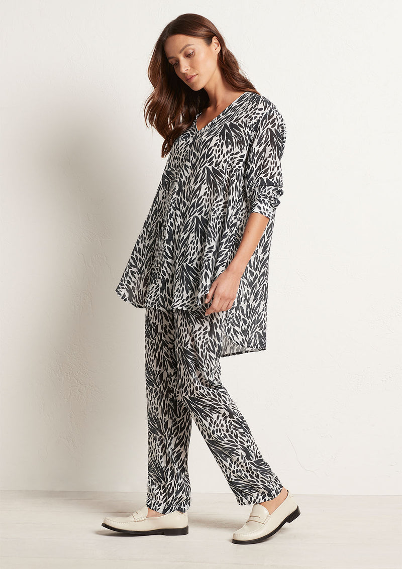 Mela Purdie Coal Stencil Print Silk Soft Nomad Pant