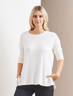 Mela Purdie Shirred Mesh Knit Aero Sweater