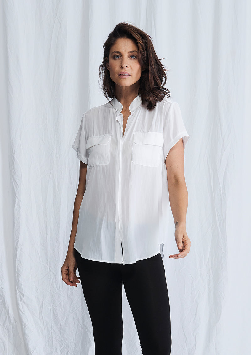 Mela Purdie Macro-Mousseline Stand Collar Blouse