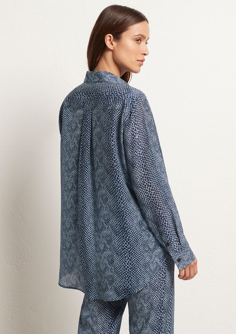 Mela Purdie Denim Reptile Silk Soft Shirt