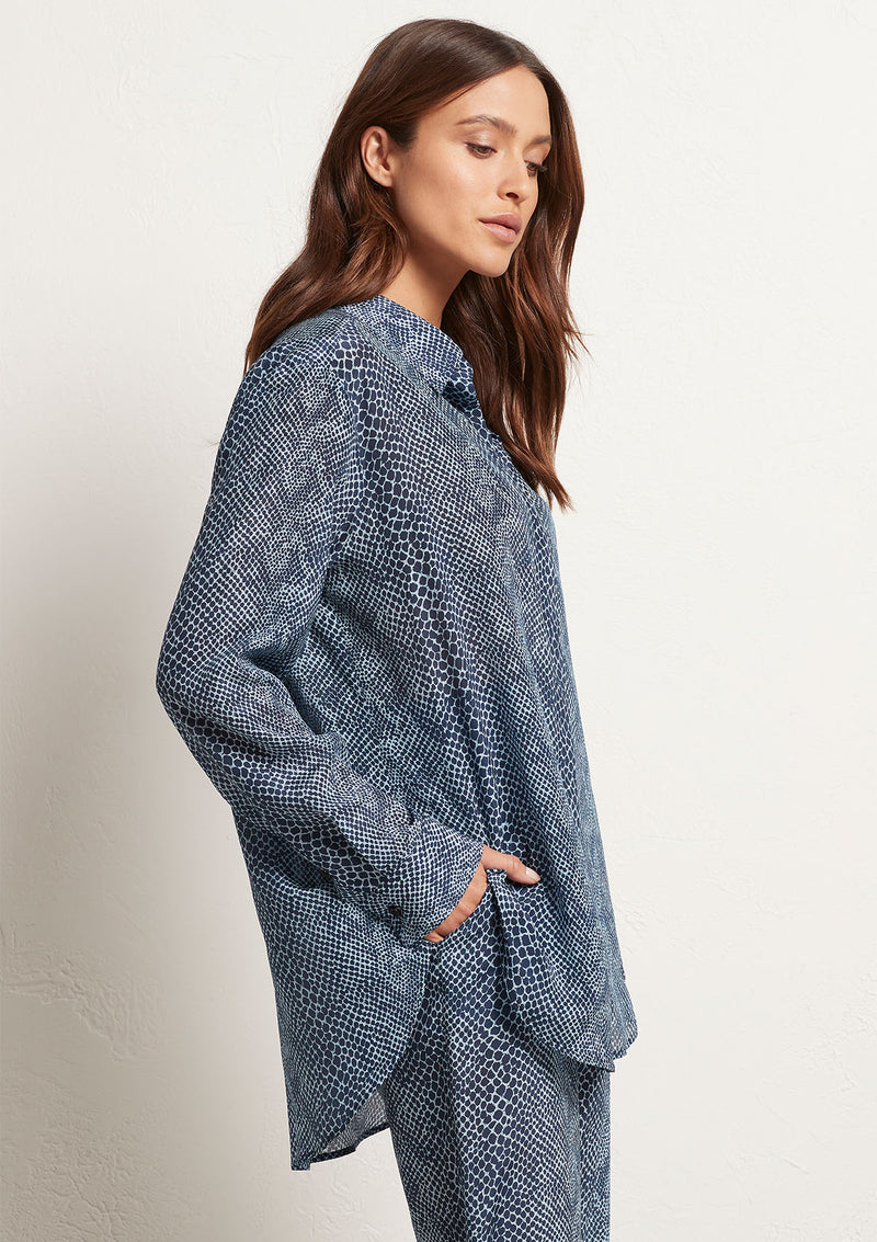 Mela Purdie Denim Reptile Silk Soft Shirt