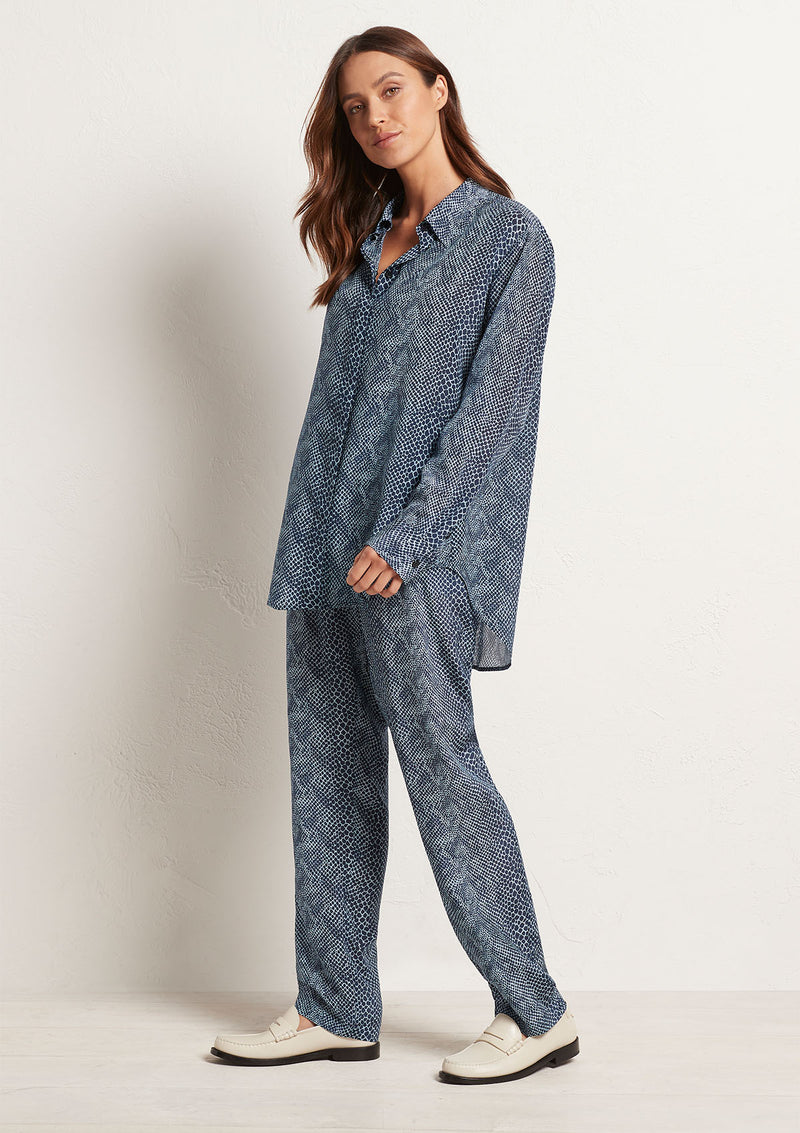 Mela Purdie Denim Reptile Silk Soft Shirt