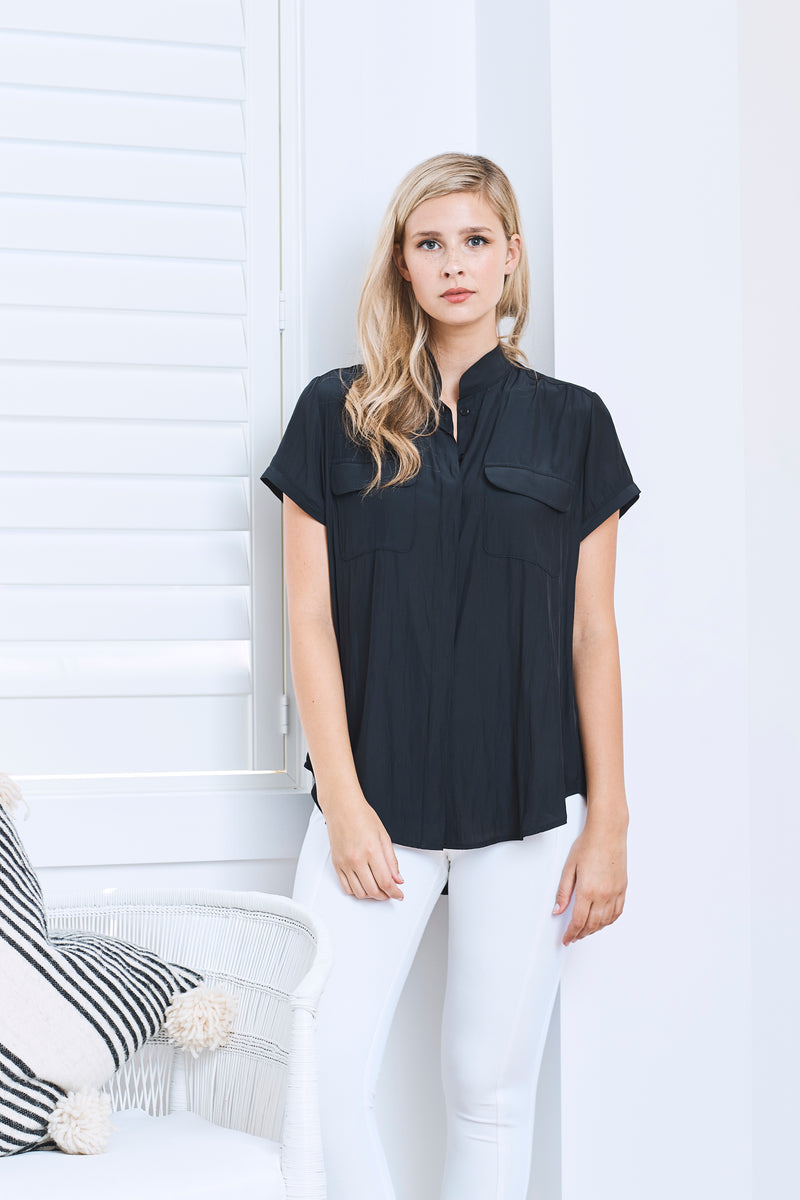 Mela Purdie Stand Up Collar Blouse