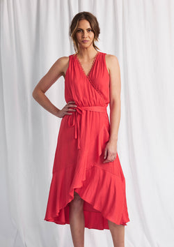 Luxe Deluxe Look Twice Cross Over Hi Lo Midi Dress