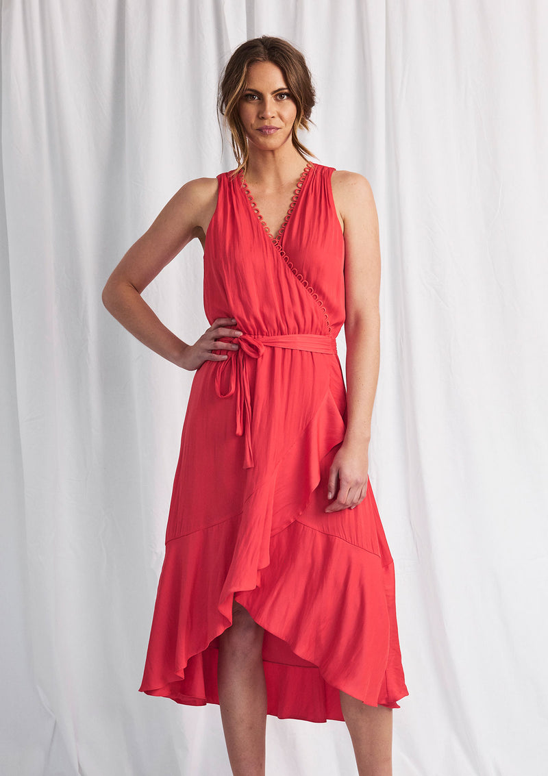 Luxe Deluxe Look Twice Cross Over Hi Lo Midi Dress
