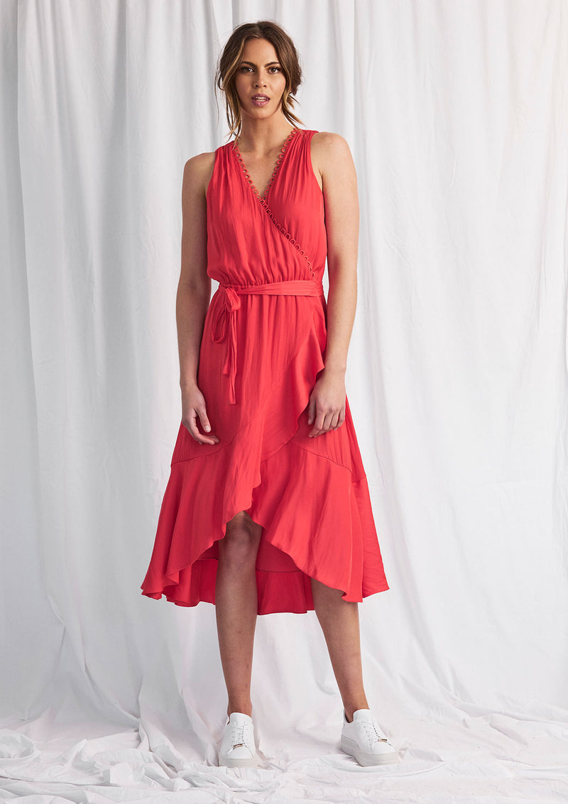 Luxe Deluxe Look Twice Cross Over Hi Lo Midi Dress