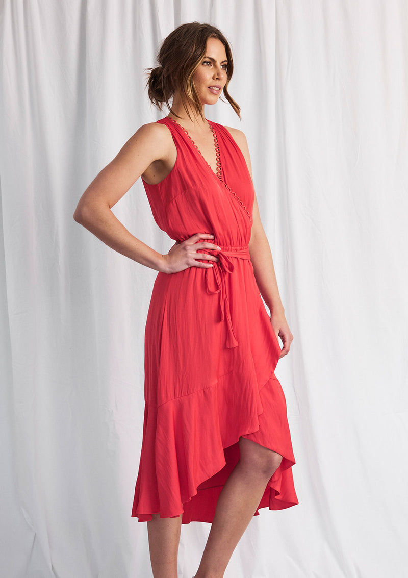Luxe Deluxe Look Twice Cross Over Hi Lo Midi Dress