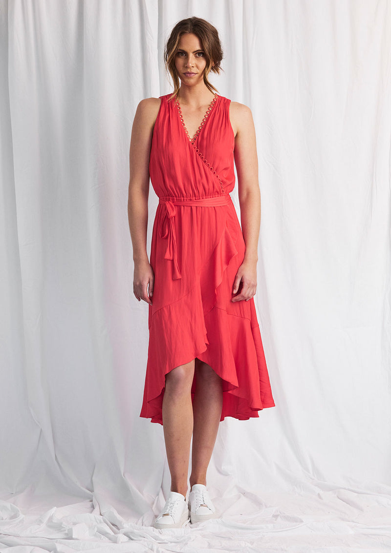 Luxe Deluxe Look Twice Cross Over Hi Lo Midi Dress