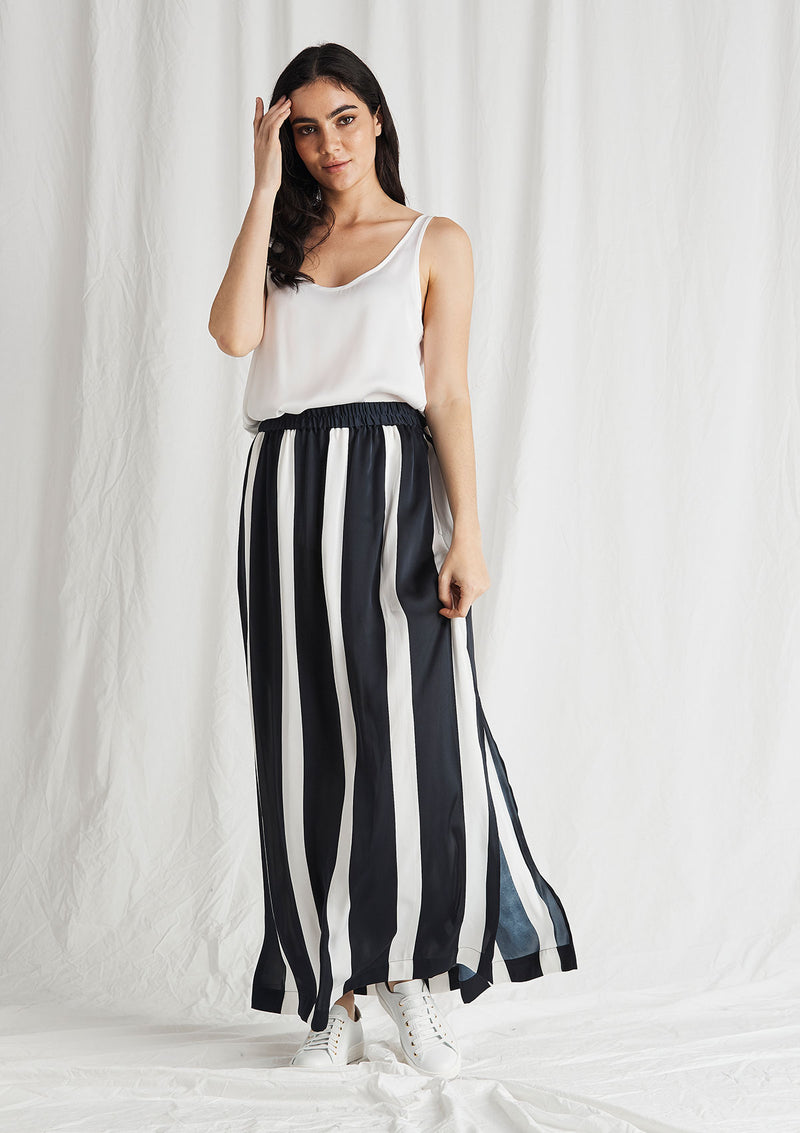 Mela Purdie Domino Stripe Satin Cabana Skirt