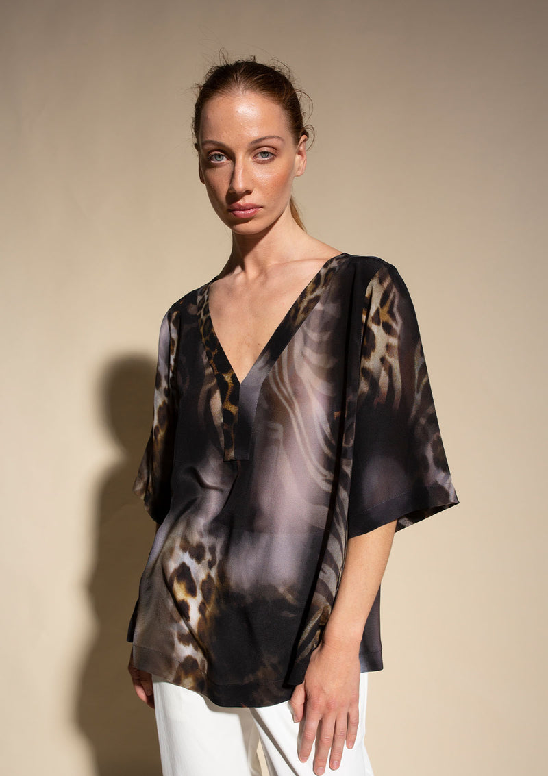 Mela Purdie Zulu Print Silk Tab Plaza T