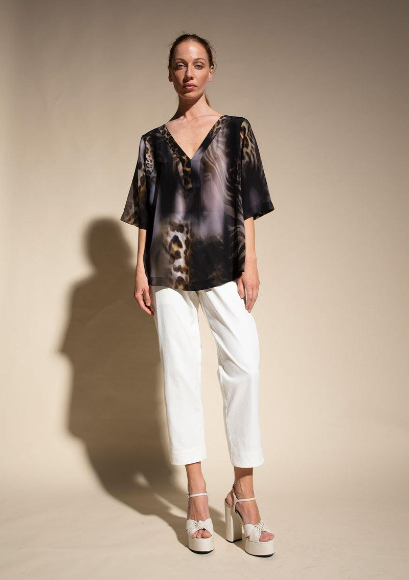 Mela Purdie Zulu Print Silk Tab Plaza T