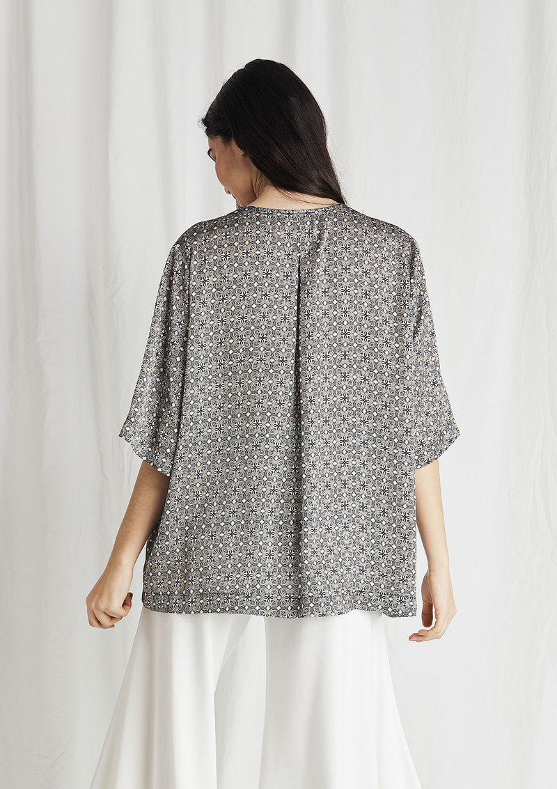 Mela Purdie Lattice Chiffon Satin Parquet Top
