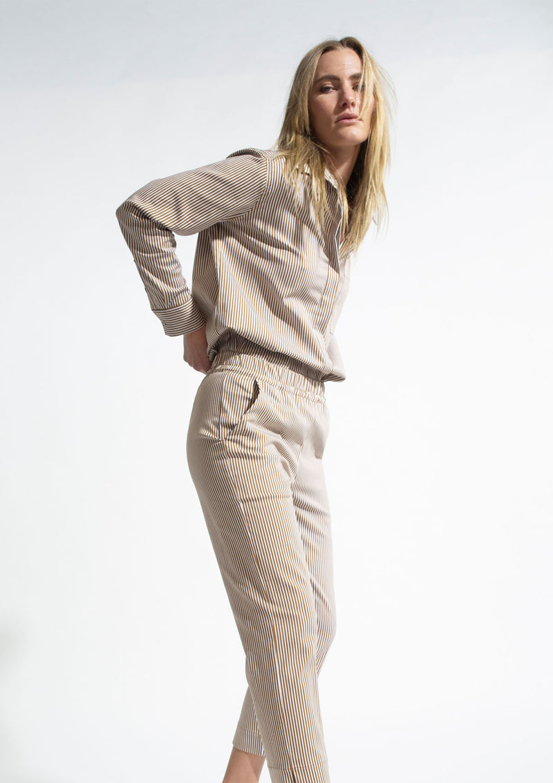 Mela Purdie Harvard Stripe Popilene Single Pocket Shirt