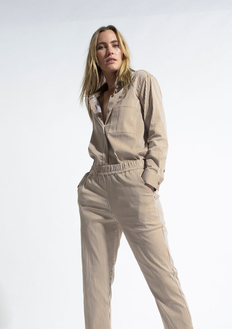 Mela Purdie Harvard Stripe Popilene Single Pocket Shirt