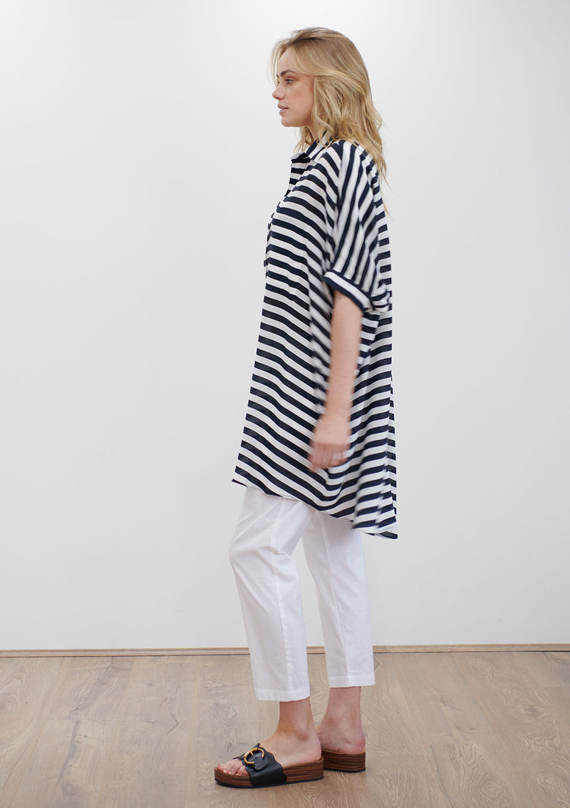 Mela Purdie Tide Stripe Silk Cabana Shirt