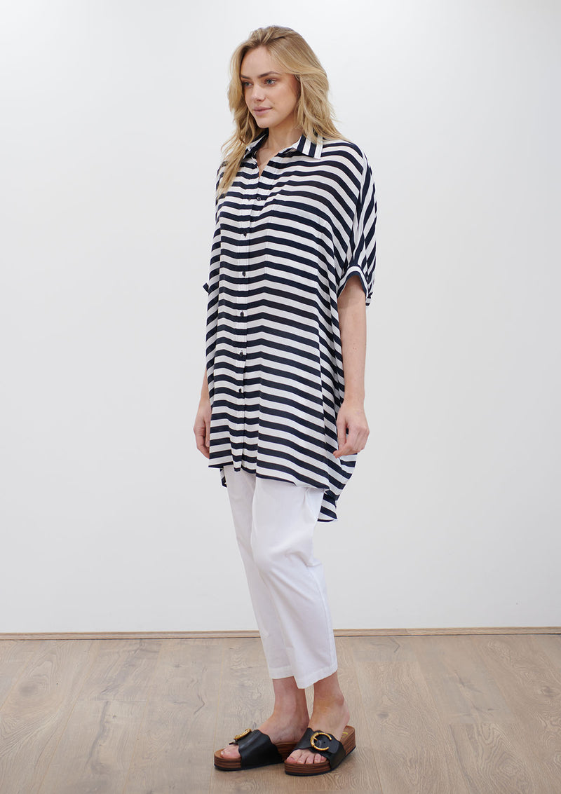 Mela Purdie Tide Stripe Silk Cabana Shirt