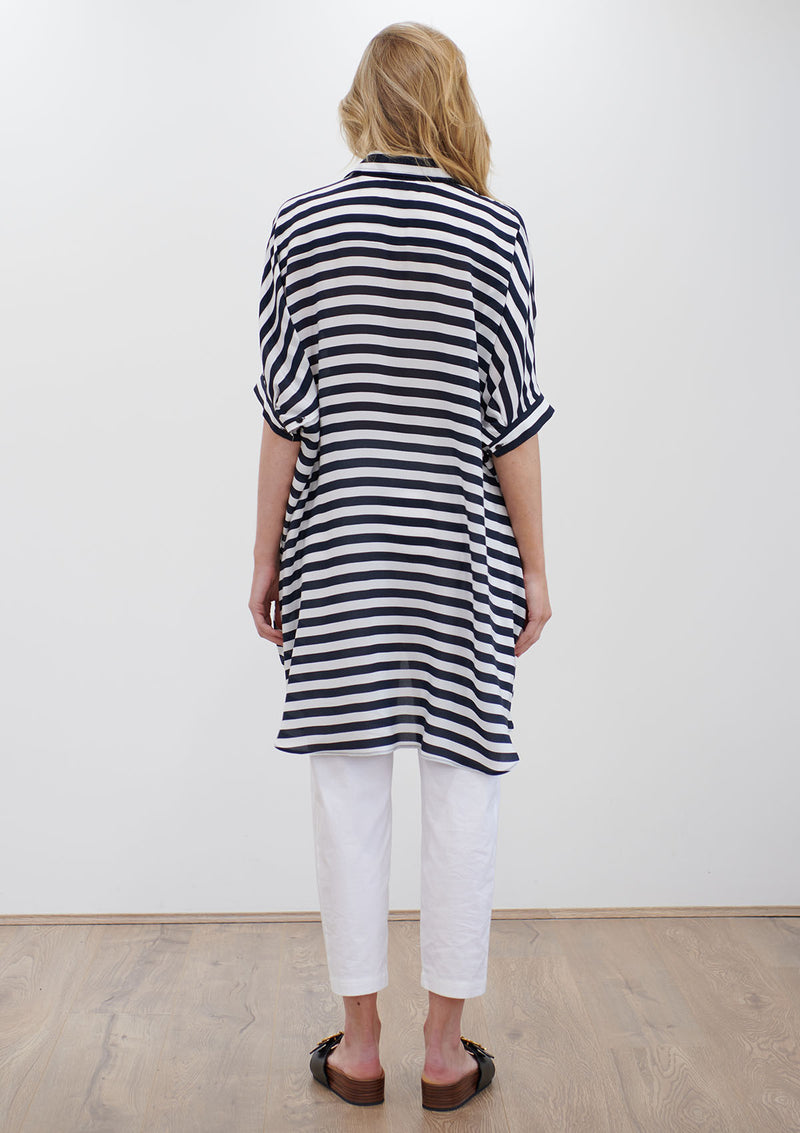 Mela Purdie Tide Stripe Silk Cabana Shirt