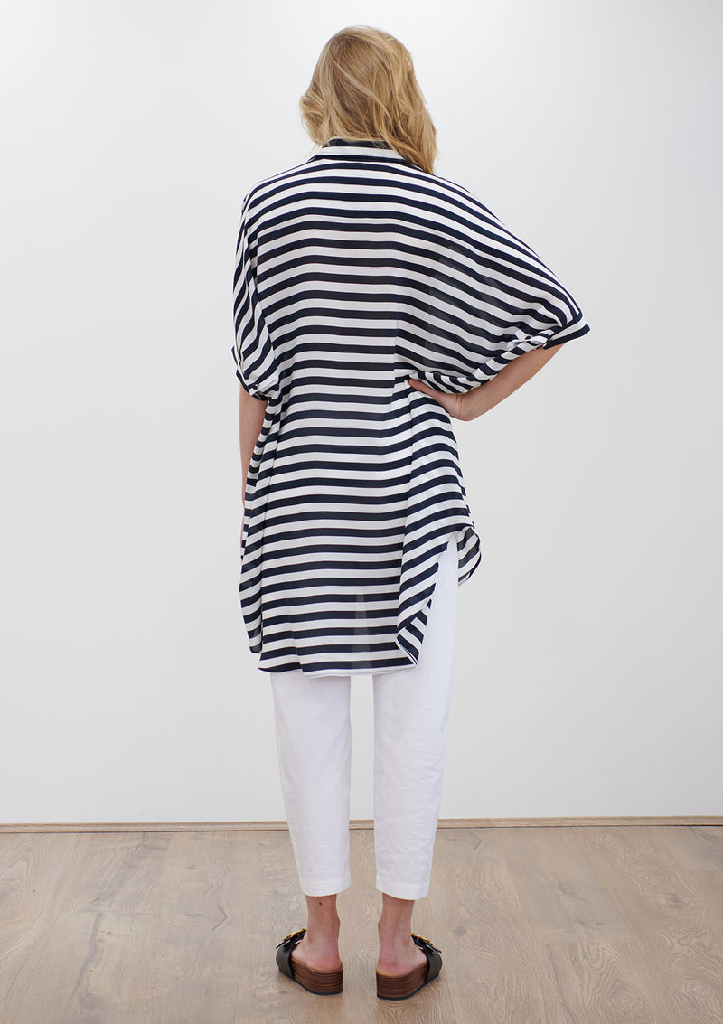 Mela Purdie Tide Stripe Silk Cabana Shirt
