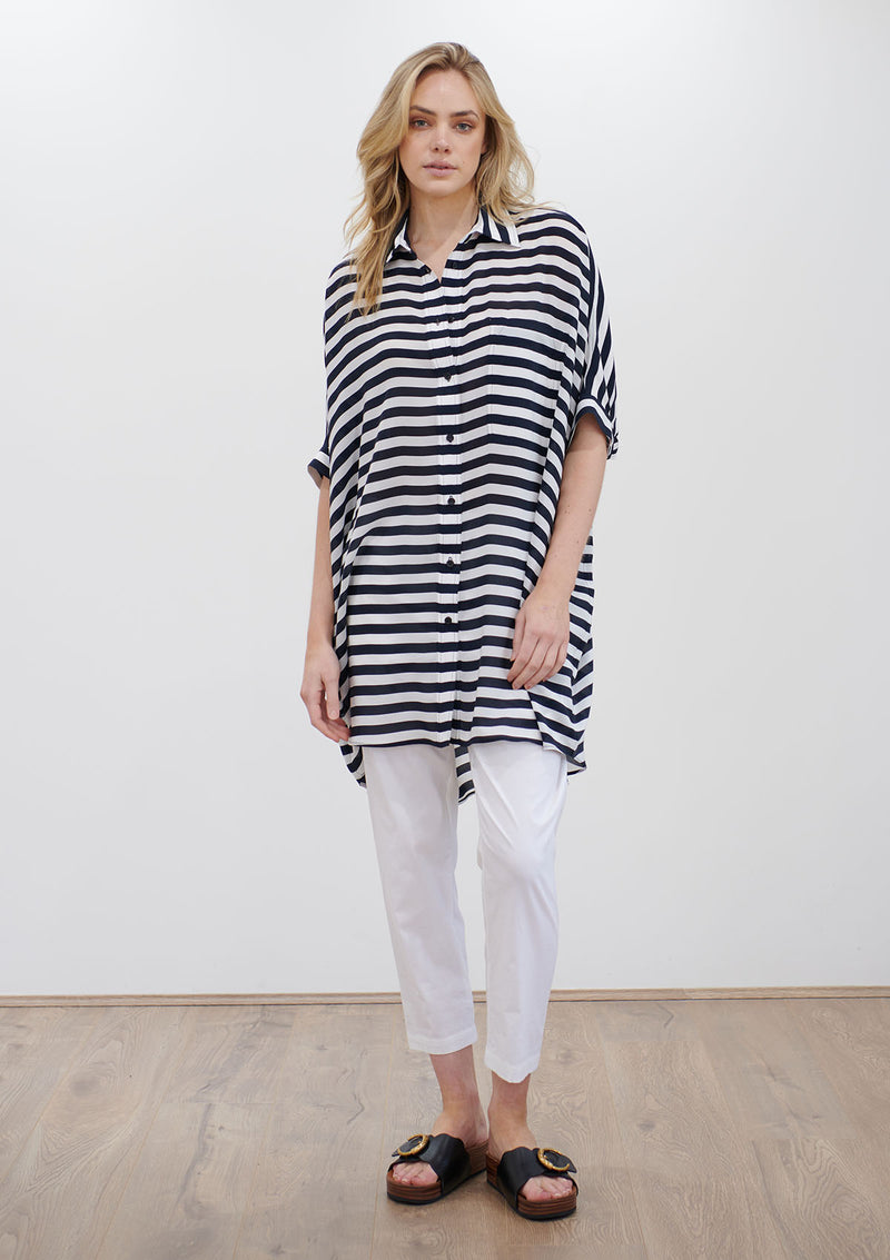Mela Purdie Tide Stripe Silk Cabana Shirt