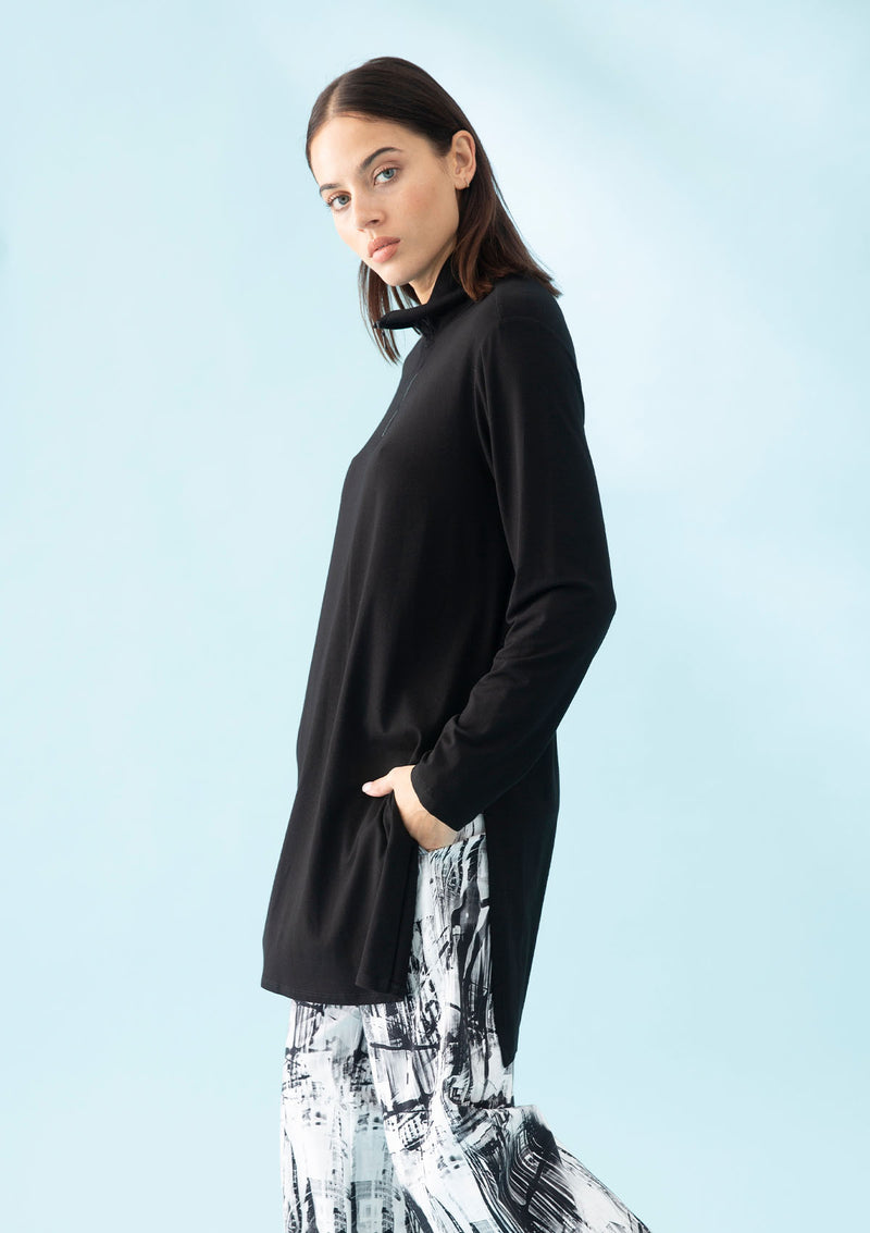 Mela Purdie Matte Jersey Half Zip Maxi Sweater