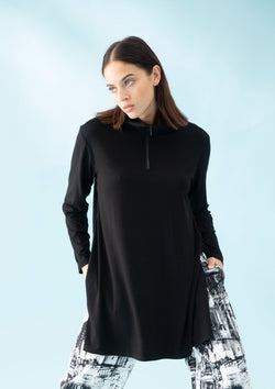 Mela Purdie Matte Jersey Half Zip Maxi Sweater