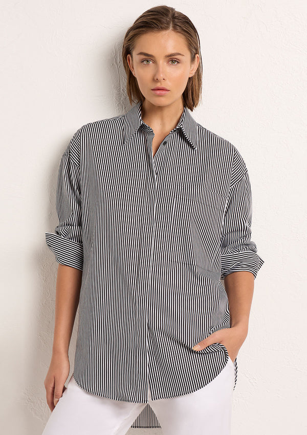 Mela Purdie Harvard Stripe Popilene Relaxed Pocket Shirt