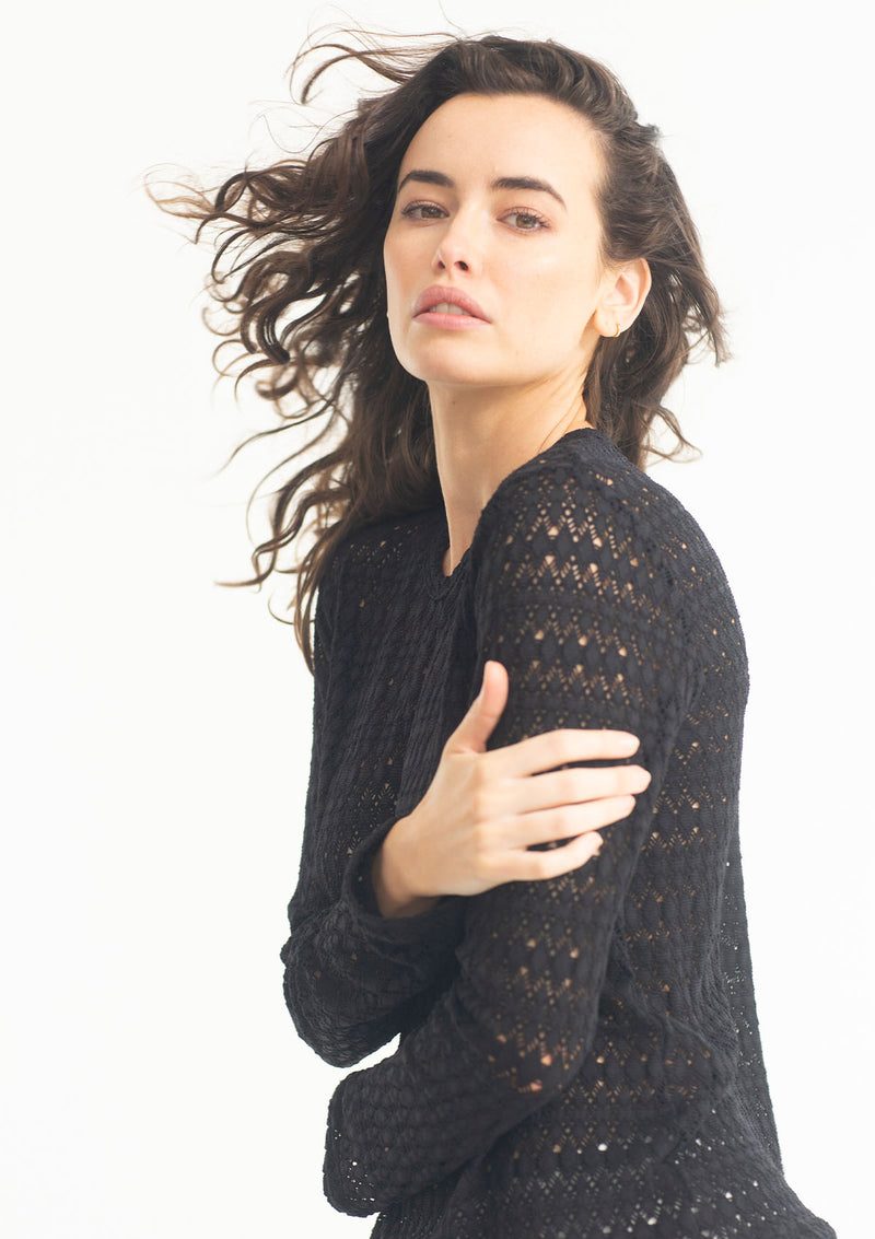 Mela Purdie Crochet Lace Jewel Neck Top