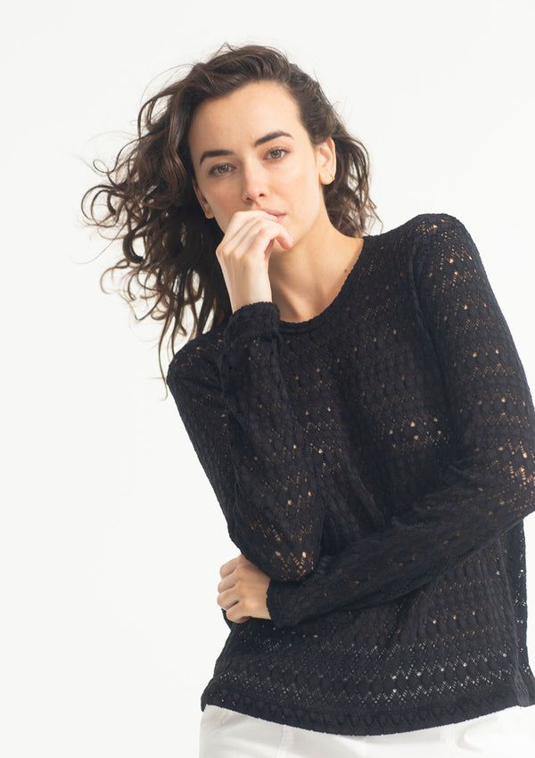 Mela Purdie Crochet Lace Jewel Neck Top