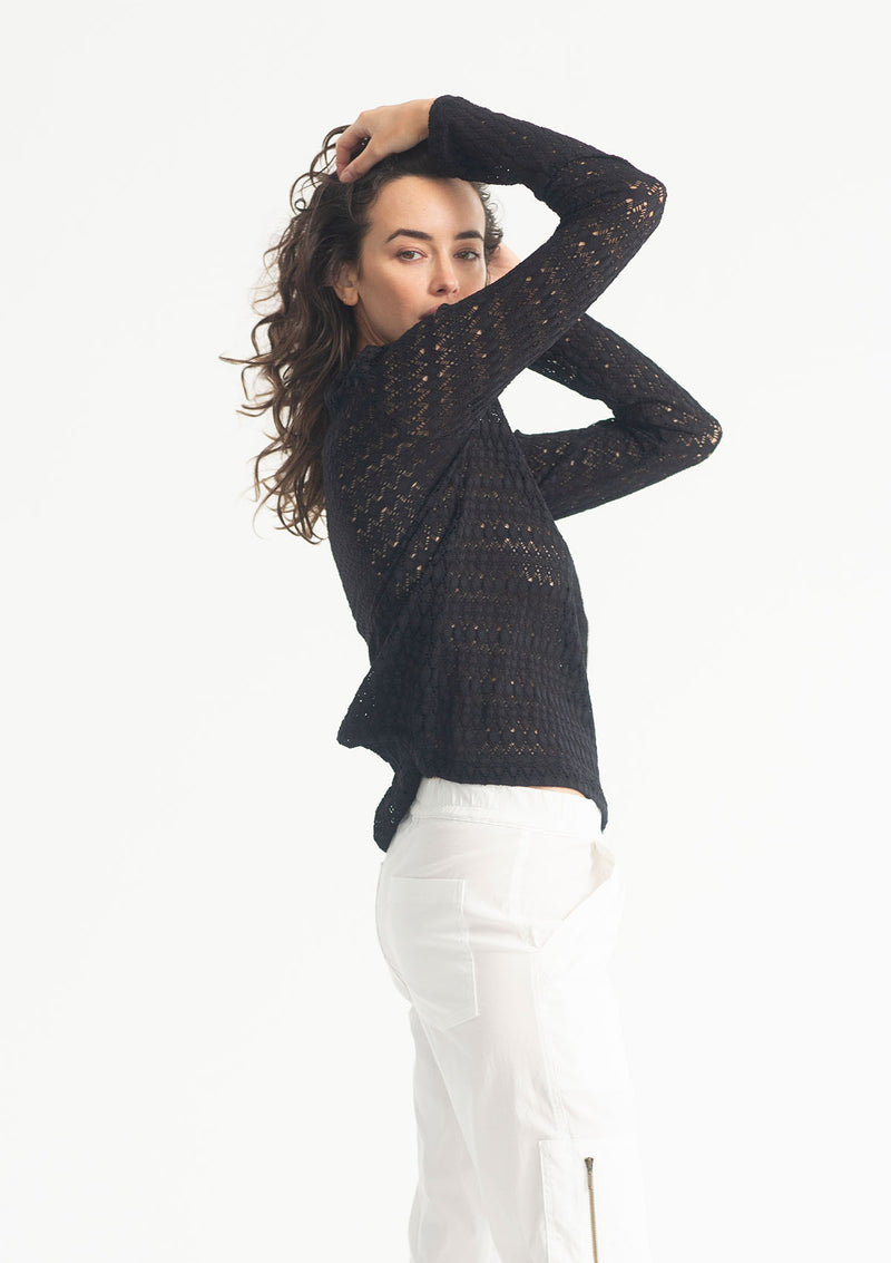 Mela Purdie Crochet Lace Jewel Neck Top