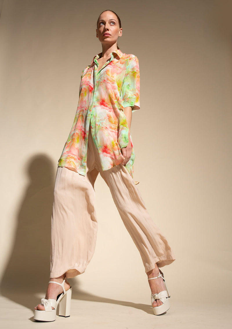 Mela Purdie Tropical Print Silk Plaza Overshirt