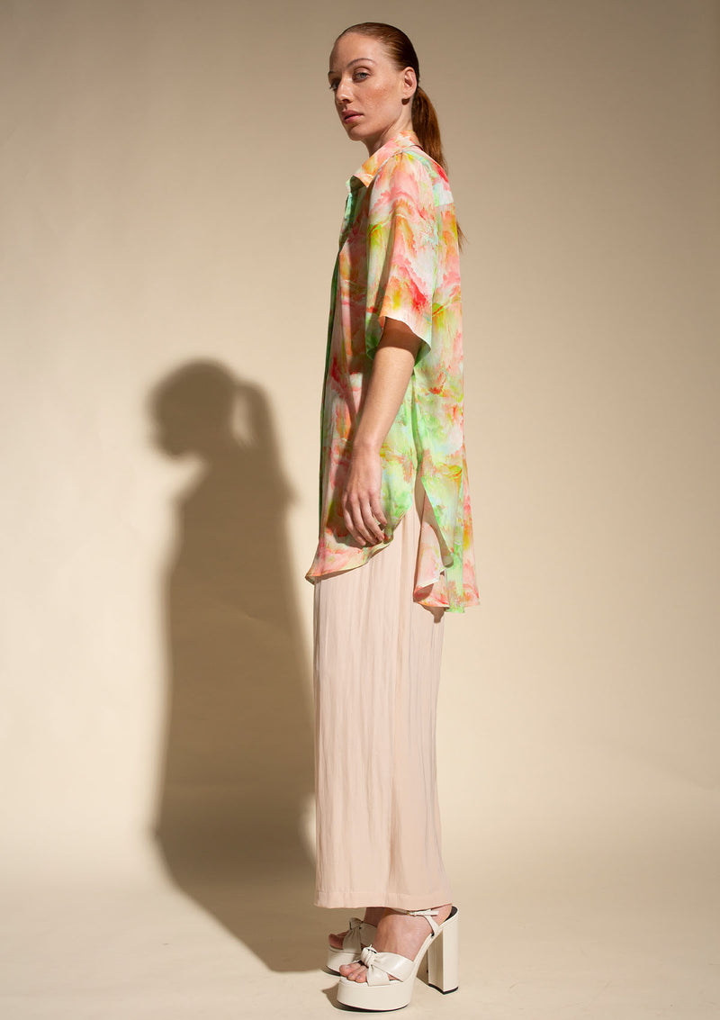 Mela Purdie Tropical Print Silk Plaza Overshirt