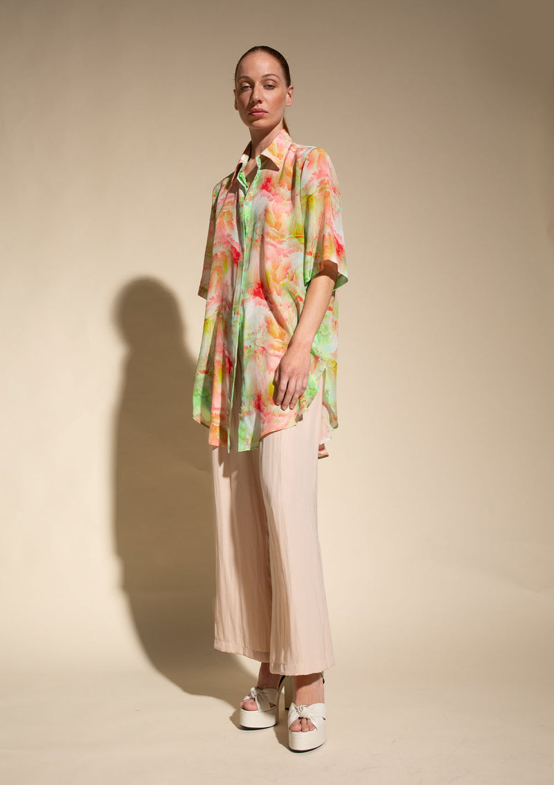 Mela Purdie Tropical Print Silk Plaza Overshirt