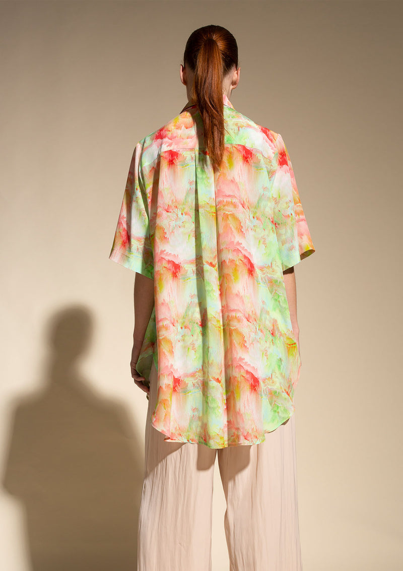 Mela Purdie Tropical Print Silk Plaza Overshirt