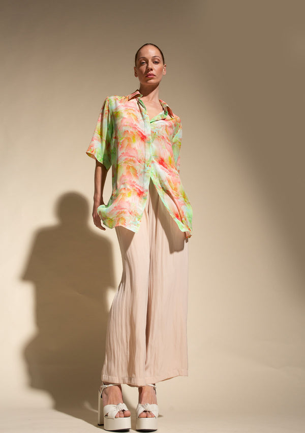 Mela Purdie Tropical Print Silk Plaza Overshirt