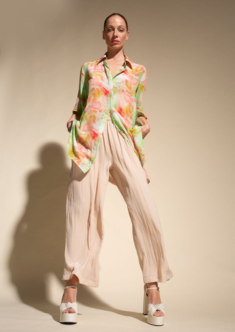 Mela Purdie Tropical Print Silk Plaza Overshirt