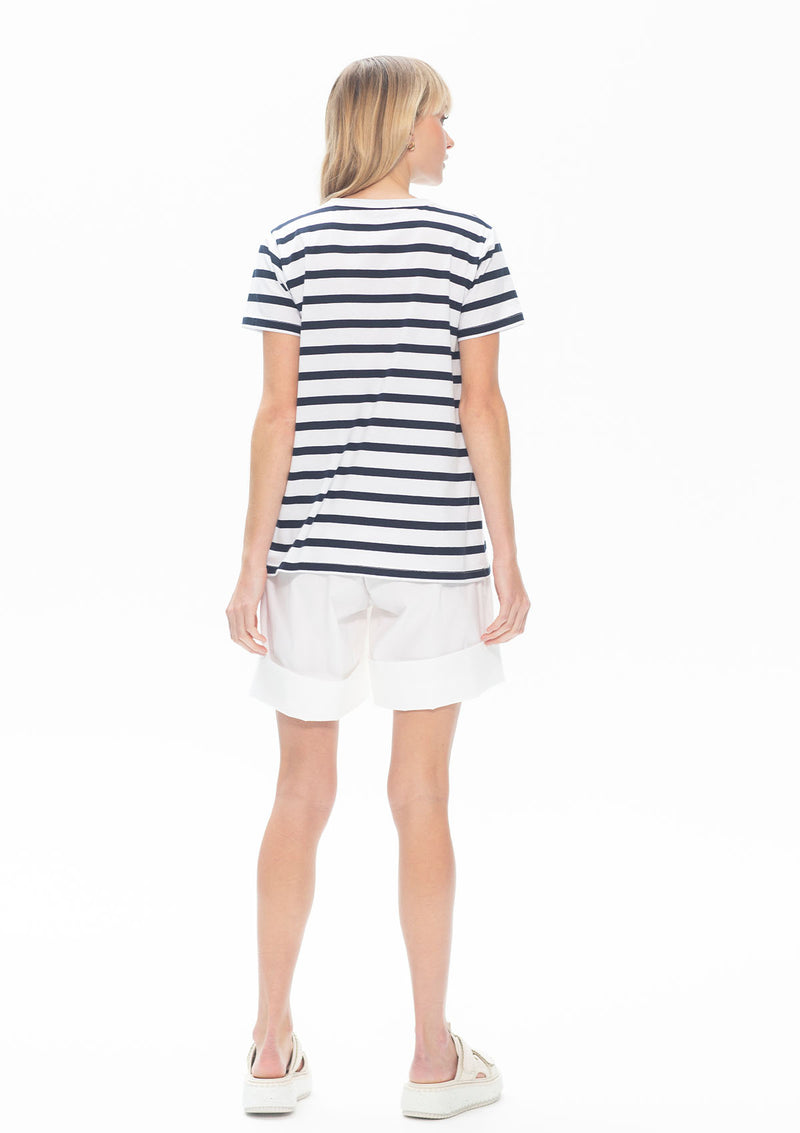 Mela Purdie Deck Stripe Chalk Knit Crew T