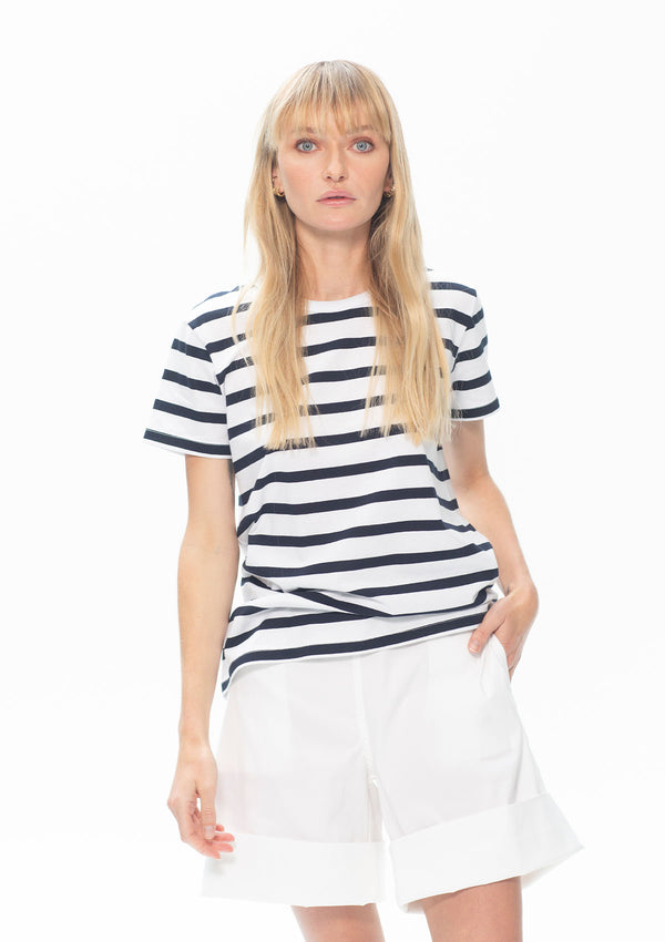 Mela Purdie Deck Stripe Chalk Knit Crew T