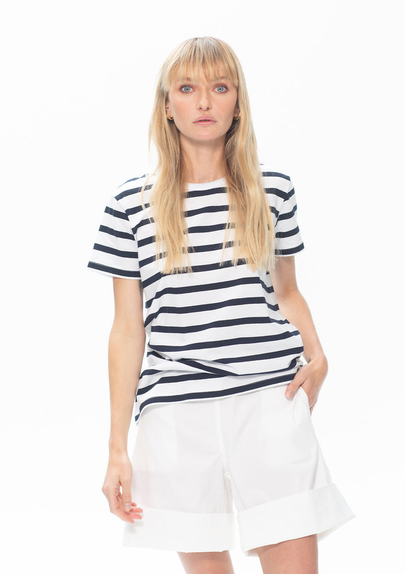Mela Purdie Deck Stripe Chalk Knit Crew T