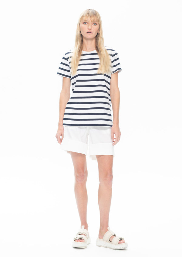 Mela Purdie Deck Stripe Chalk Knit Crew T
