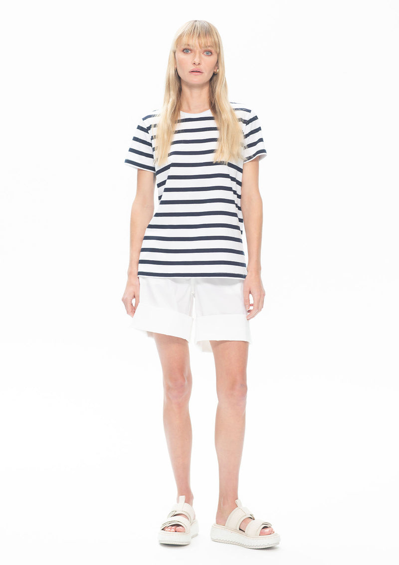 Mela Purdie Deck Stripe Chalk Knit Crew T