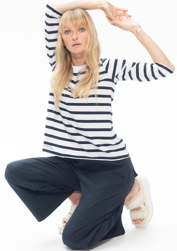 Mela Purdie Deck Stripe Chalk Knit Boater Top